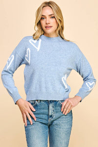 Be Mine Heart Sweater - Baby Blue or Gray