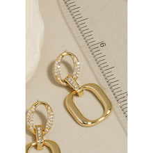 Load image into Gallery viewer, Pave Hoop And Square Dangle Earrings
