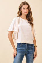 Load image into Gallery viewer, Relaxed Fit Short Flutter Sleeves Satin Top
