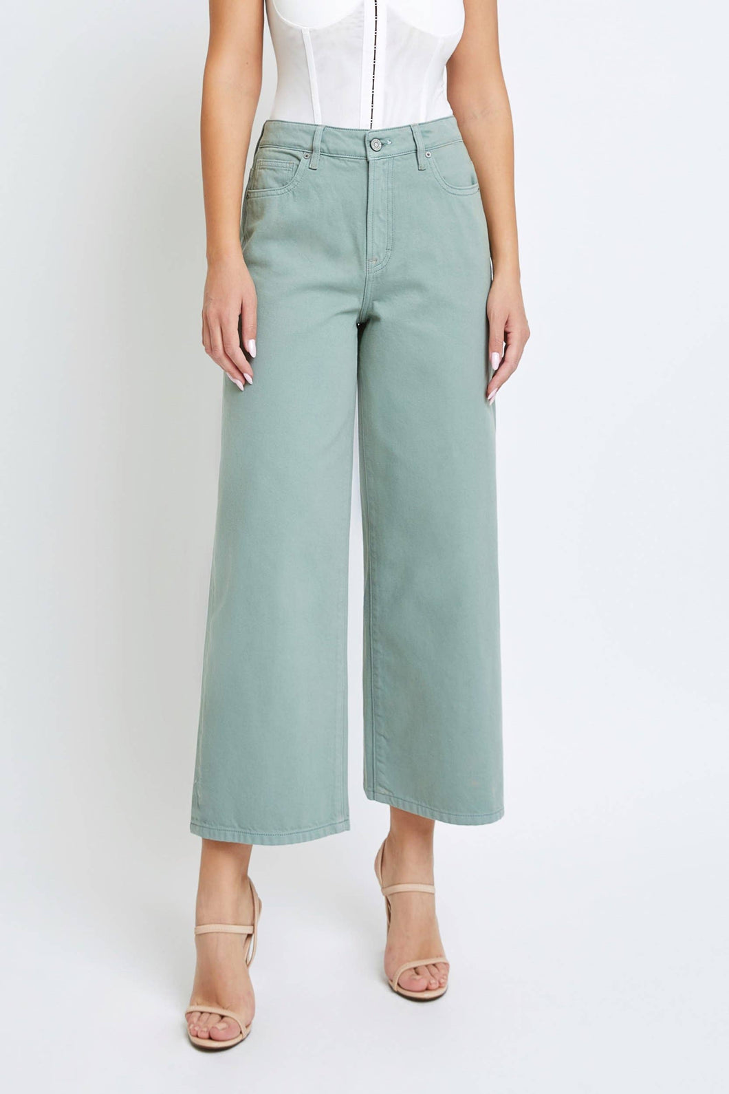 Sage Wash Clean Cropped Wideleg