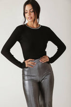 Load image into Gallery viewer, Black Knit Sweater with Jewel Detail
