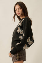 Load image into Gallery viewer, Butterfly Jacquard-Knit Cropped Turtleneck Sweater
