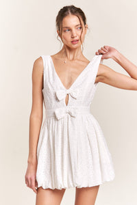 Eyelet Mini Dress with Bows