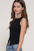 Load image into Gallery viewer, Sleeveless Crew Neck Button Down
