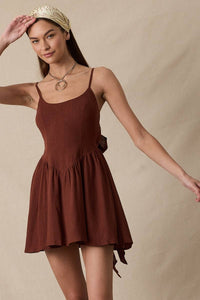 Chocolate Mini Dress with Bow by Sky to Moon