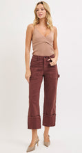 Load image into Gallery viewer, Risen High Rise Straight Leg Carpenter Cuffed Jeans - 21122 Choc Brown
