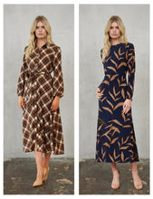Load image into Gallery viewer, Abstract Print Long Sleeve Midi Dress
