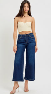 Risen High Rise Cropped Wide Leg Jeans - 5921 Dark