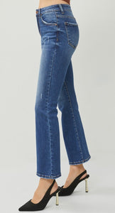 Risen High Rise Ankle Flare Jeans 5601 - Dark Wash