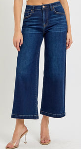 Risen High Rise Cropped Wide Leg Jeans - 5921 Dark