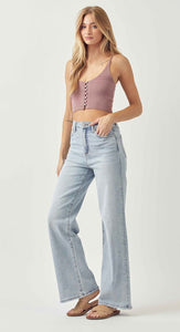 Risen High Rise Wide Leg Jeans - 5120 Light Wash