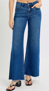 Risen Mid Rise Wide Leg Jeans  - 5973 Dark Wash