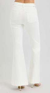 Risen High Rise Patch Pocket Flare Jeans - 5853 Cream