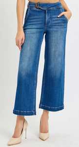 Risen High Rise Belted Wide Leg Jeans - 21008 Dark