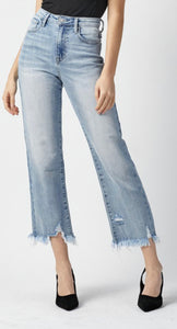 Risen High Rise Frayed Hem Jeans 5184 - Medium Wash