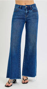 Risen Mid Rise Wide Leg Jeans  - 5973 Dark Wash