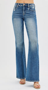 Risen High Rise Straight Flare Leg Jeans- 21348 Dark Wash
