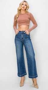 Risen High Rise Ankle Seam Jeans - 5687 Dark Wash