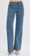 Load image into Gallery viewer, Risen High Rise Straight Leg Bow Embroidered Jeans- 21362 Medium Wash
