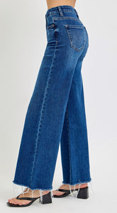 Risen Mid Rise Wide Leg Jeans  - 5973 Dark Wash