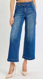 Risen High Rise Belted Wide Leg Jeans - 21008 Dark