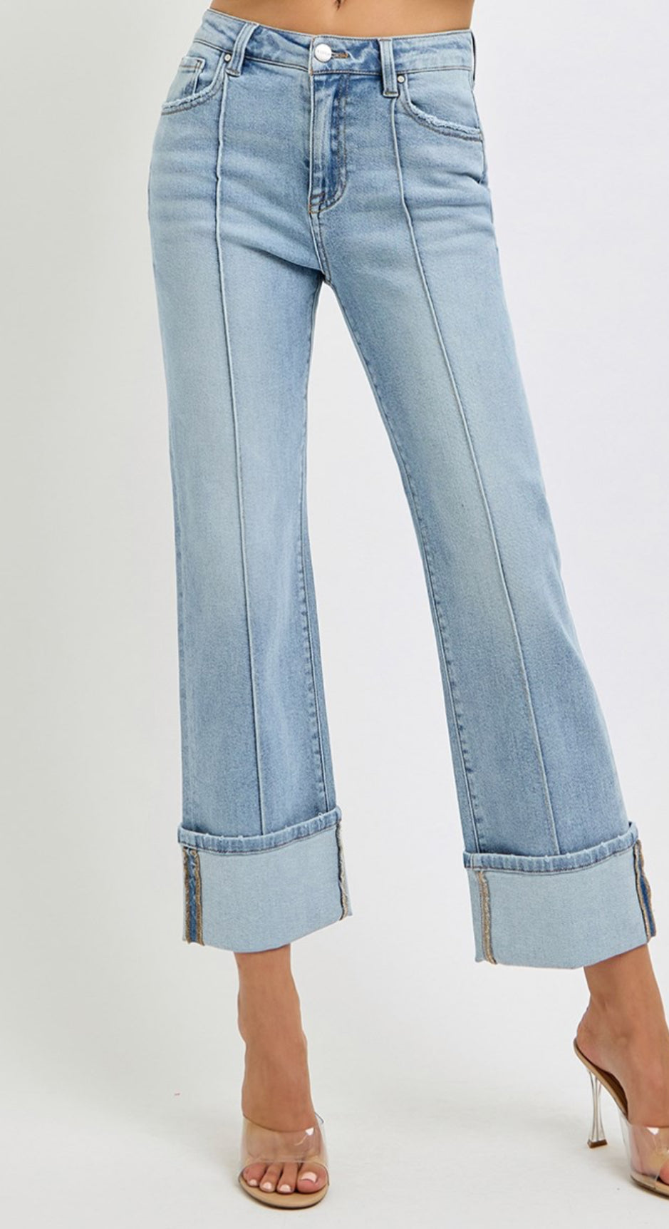 Risen High Rise Cuffed Jeans - 5723 Light