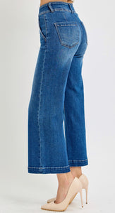 Risen High Rise Belted Wide Leg Jeans - 21008 Dark