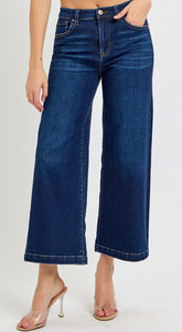 Risen High Rise Cropped Wide Leg Jeans - 5921 Dark