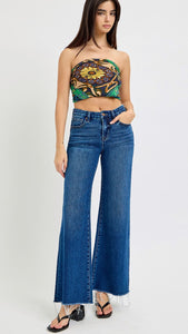 Risen Mid Rise Wide Leg Jeans  - 5973 Dark Wash