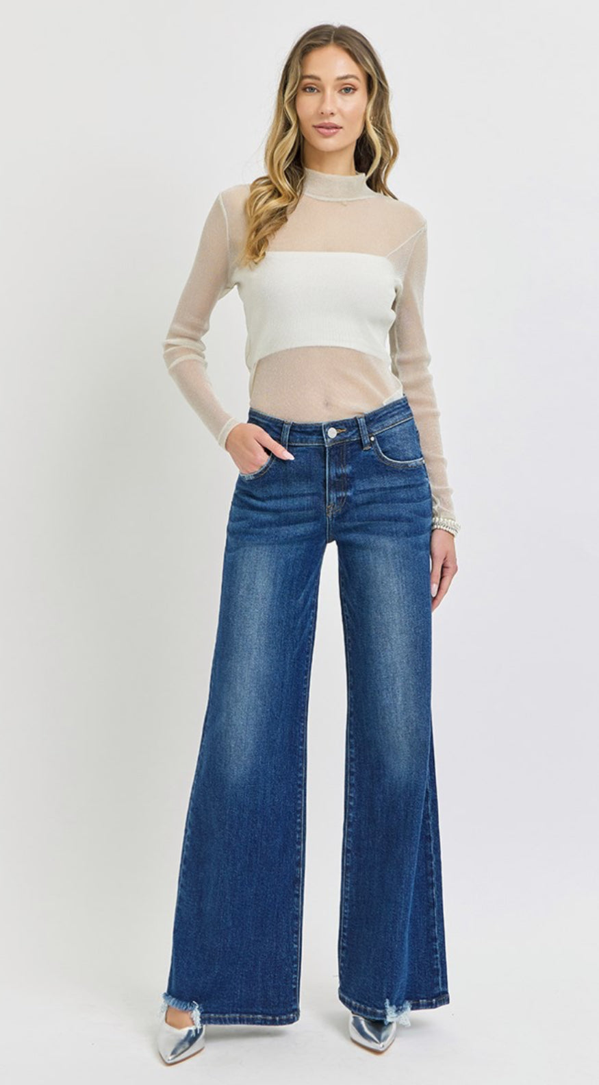 Risen Mid Rise Super Soft Wide Jeans - 5770 Dark Wash