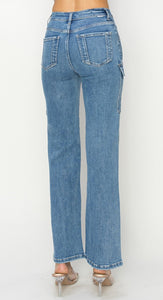 Risen Straight Leg Cargo Jeans 5271 - Medium Wash