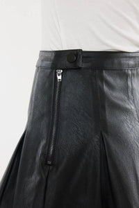 Pleated Vegan Leather Mini Skirt