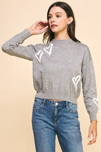 Load image into Gallery viewer, Be Mine Heart Sweater - Baby Blue or Gray
