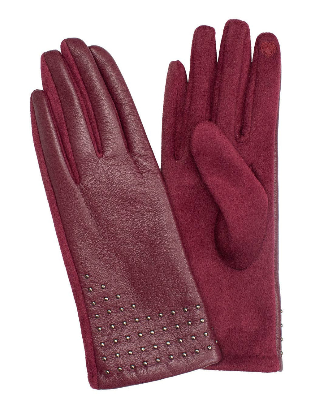 Vegan Leather Glove with Stud Detail
