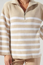 Load image into Gallery viewer, Coastal Striped Half Zip Sweater
