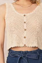 Load image into Gallery viewer, Sleeveless Crochet Top with Button Detail
