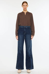 Kan Can Dark Wash High Rise Wide Trouser Jeans