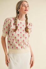 Load image into Gallery viewer, FLORAL PATTERN SHORT SLEEVE SWEATER
