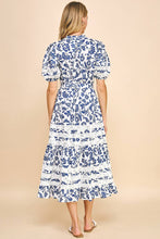 Load image into Gallery viewer, Lace Tiered Maxi Dress - Navy and White Floral
