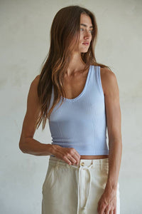 Seamless Knit Ribbed V-Neck Tank