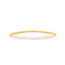Load image into Gallery viewer, Pearl and Gold Beaded Ball Bracelet
