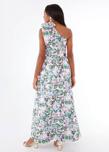 Caroline Gown Pink Abstract Floral Jacquard