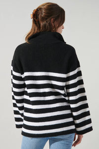 Coastal Striped Half Zip Sweater