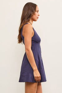 White Linen Button Front Mini Dress