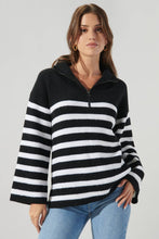 Load image into Gallery viewer, Coastal Striped Half Zip Sweater
