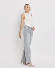 Load image into Gallery viewer, HIGH RISE LIGHT GREY WIDE LEG JEANS F5651
