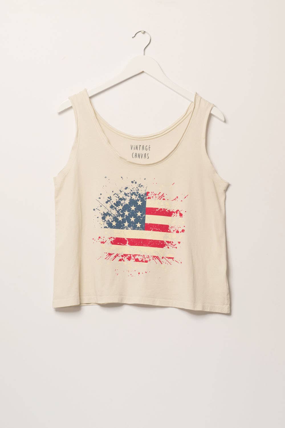 American Flag Splatter Scoop Neck Graphic Tank Top
