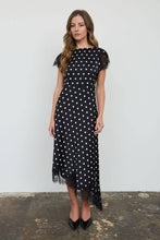 Load image into Gallery viewer, POLKA DOT LACE TRIM SHORT SLEEVE MIDI DRESS
