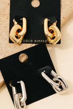 Load image into Gallery viewer, Gold Dipped Square And Rectangle Hoop Earrings
