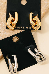 Gold Dipped Square And Rectangle Hoop Earrings